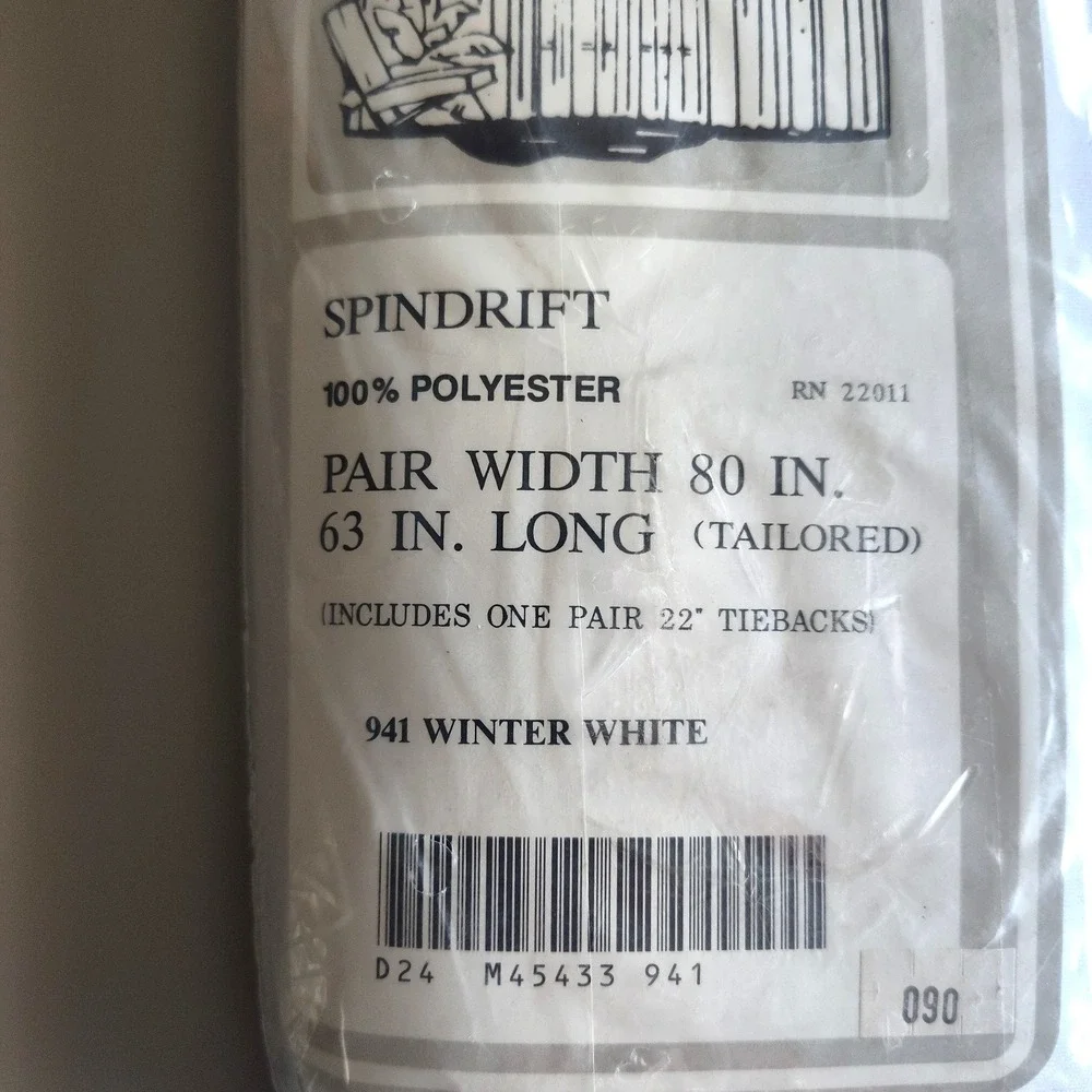 Sears Window Fashions Spindrift Vintage Curtain Pair Winter White Semi Sheer
